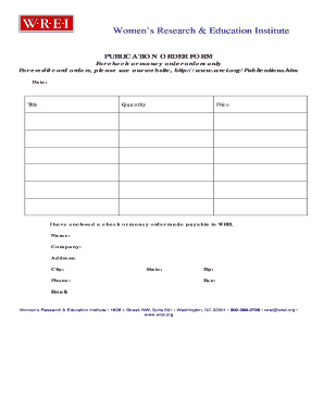 Publication Order Form