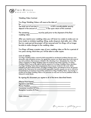 Wedding Video Contract