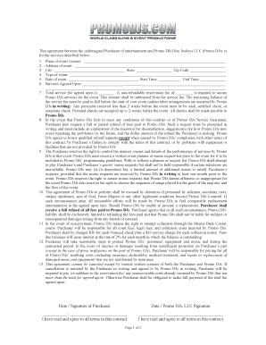 Promo DJs Entertainment Service Agreement