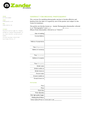 Wedding Photography Contract