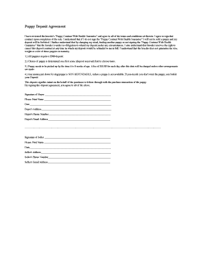 Puppy Deposit Agreement