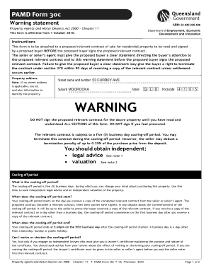 Queensland Residential Property Warning Statement