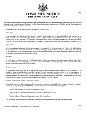 Consumer Notice for Real Estate Services