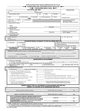 Texas Certificate of Title Application