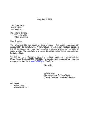 Texas Manufacturer Buyback Vehicle Notice