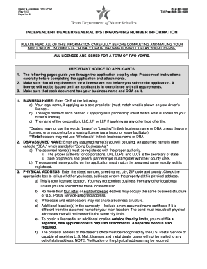 Texas Dealer License Application Form LP021