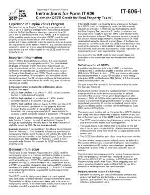 New York QEZE Credit for Real Property Taxes Form IT-606
