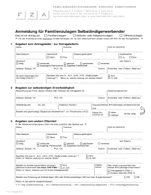 Anmeldung für Familienzulagen Selbständigerwerbender