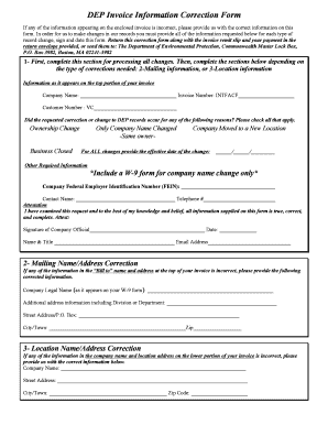 DEP Invoice Correction Form