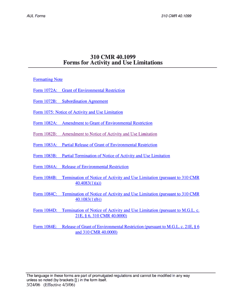 Fillable Online mass 310 CMR 401099 bFormsb for Activity and Use