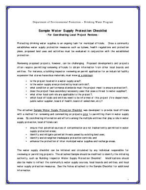 Water Supply Protection Checklist