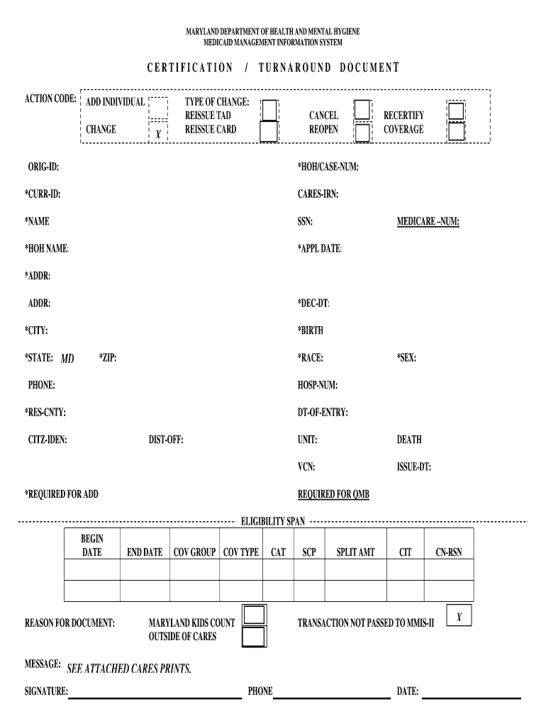 Fillable Online mmcp dhmh maryland MEDICAID MANAGEMENT INFORMATION ...
