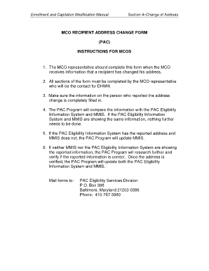 MCO Recipient Address Change Form