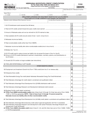 Nebraska Incentives Credit Computation Form