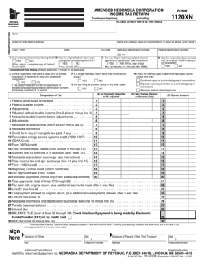 Nebraska Corporation Amended Income Tax Return