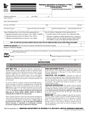 Nebraska Tax Extension Form 2688N