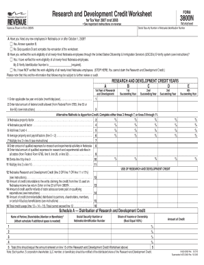 Nebraska Research and Development Credit Worksheet