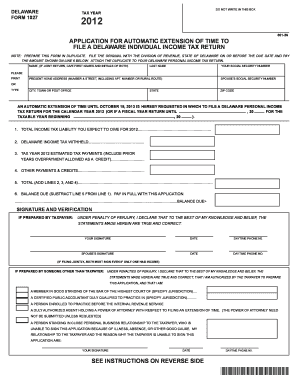 Delaware Form 1027 2012