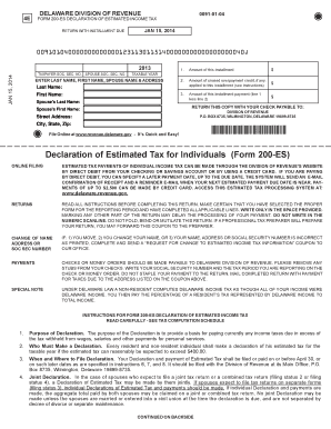 Delaware Form 200-ES Estimated Income Tax Declaration