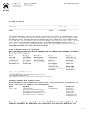 New York City Metal Detector Permit Application