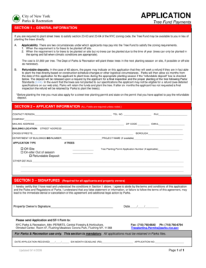 NYC Tree Fund Payment Application