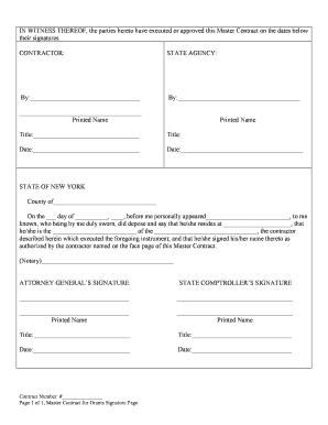 Master Contract for Grants Signature Page