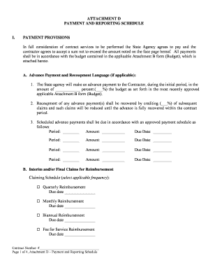 Payment and Reporting Schedule