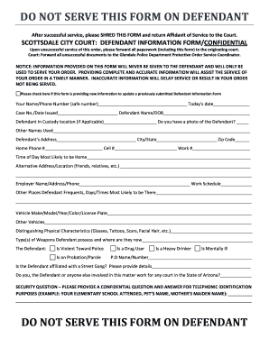 Scottsdale City Court Defendant Information Form