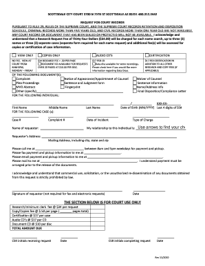 Scottsdale Court Records Request Form