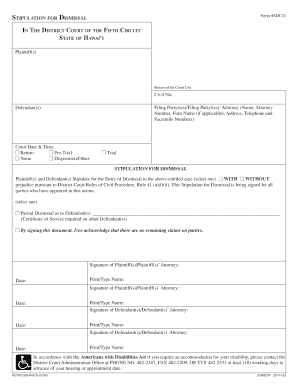Stipulation for Dismissal Form