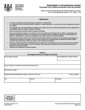 Commission Autorisation à une personne-contact des services financiers de l’Ontario