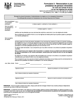 Formulaire 3 - Renonciation à une prestation de pension réversible