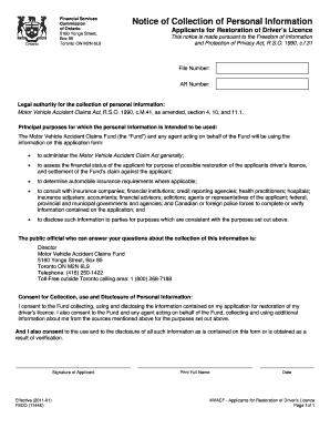 Ontario Driver's Licence Restoration Application
