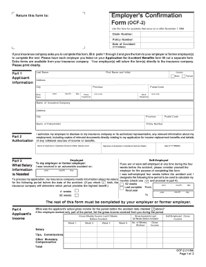 Employer's Confirmation Form (OCF-2)