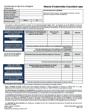 Relevé d’indemnités d’accident type