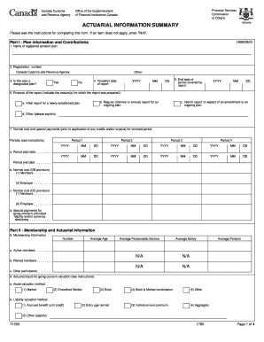 Actuarial Information Summary Form