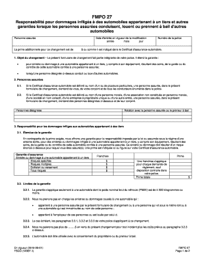 FMPO 27 Responsabilité pour dommages infligés à des automobiles appartenant à un tiers