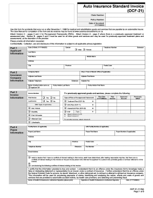 Auto Insurance Standard Invoice OCF-21
