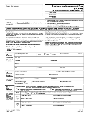 Fsco ocf forms - Treatment and Assessment Plan - (OCF-18) -Effective as of September 1, 2010