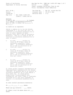 Aviso de tiempo de asistencia monetaria para niños solo de CalWORKs