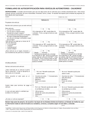 Formulario de Autocertificación para Vehículos Automotores