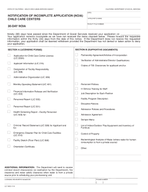 California Child Care Center License Application Notice
