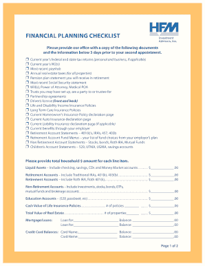 Financial Planning Checklist
