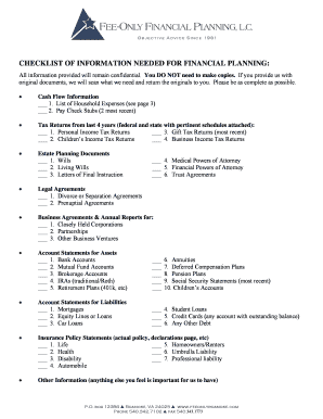 Financial Planning Information Checklist