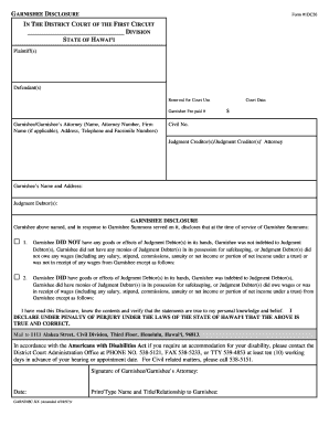 Garnishee Disclosure Form