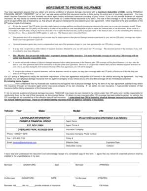 Agreement to Provide Insurance