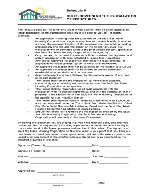 Schedule H: Tenant Structure Installation Policy