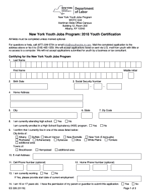 New York Youth Jobs Program 2018 Youth Certification