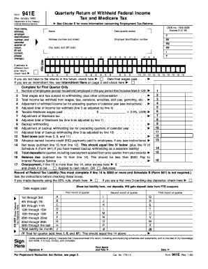 Form 941E Quarterly Tax Return