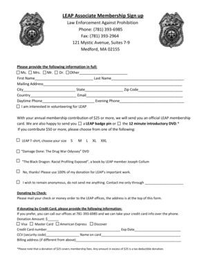 LEAP Associate Membership Sign Up